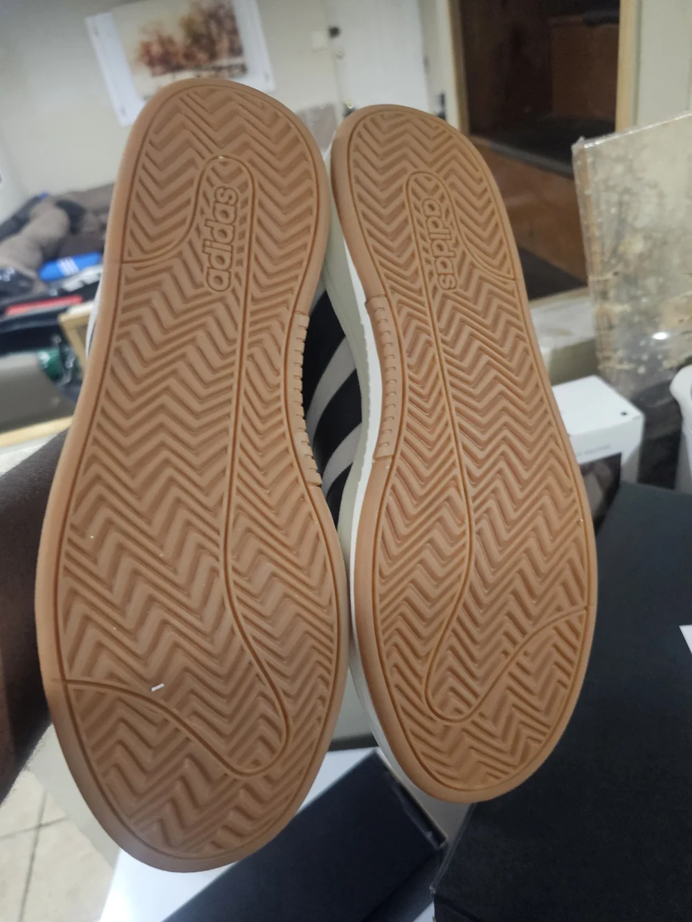 Adidas White Suede Sneakers with Black Stripes